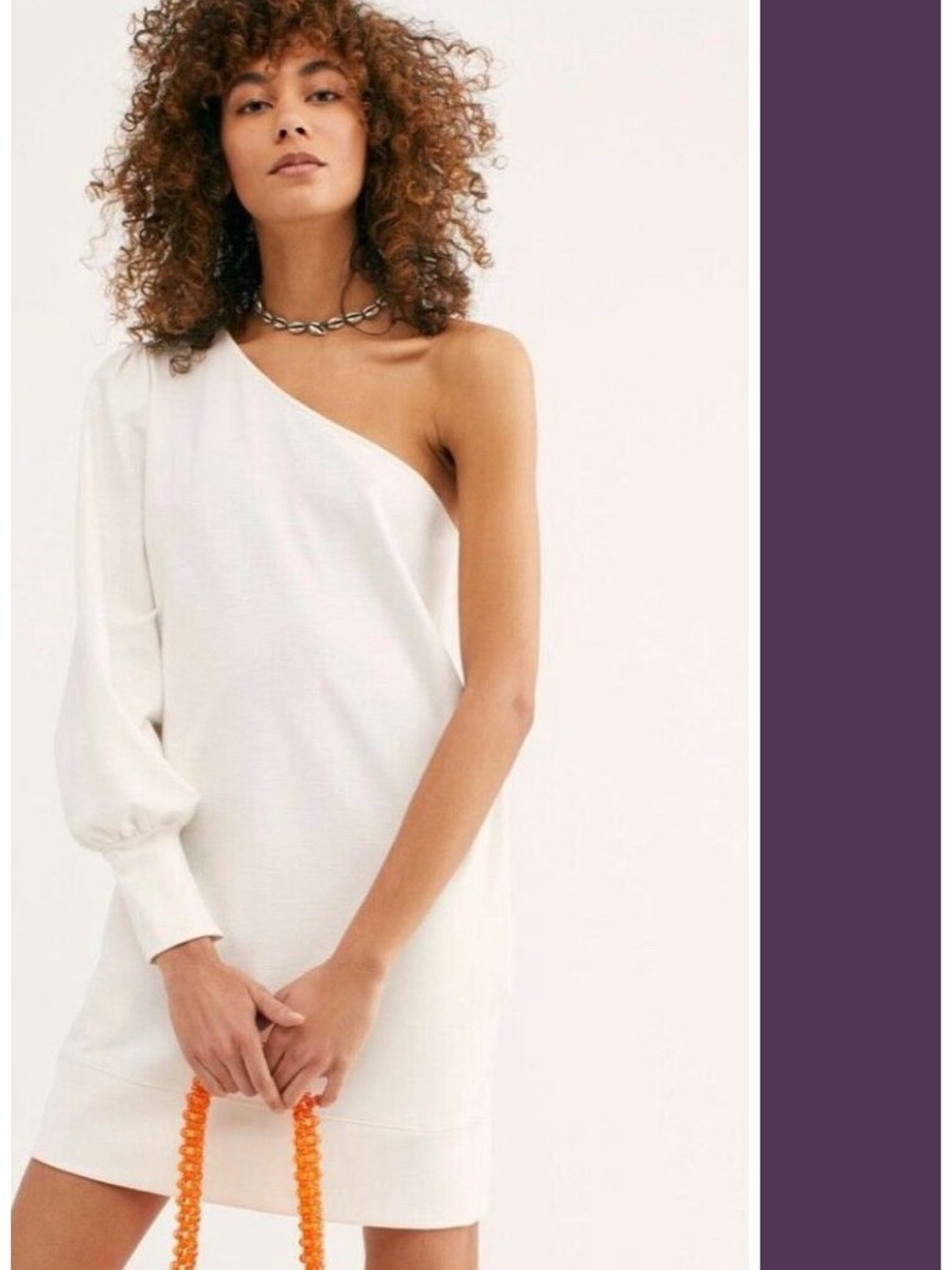 Free People Zoya One Shoulder Mini Dress in White Size S EUC